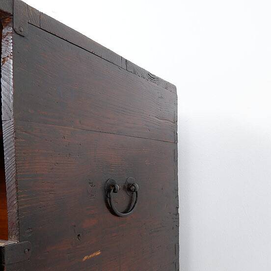 Asian wooden chest with decorative fittings