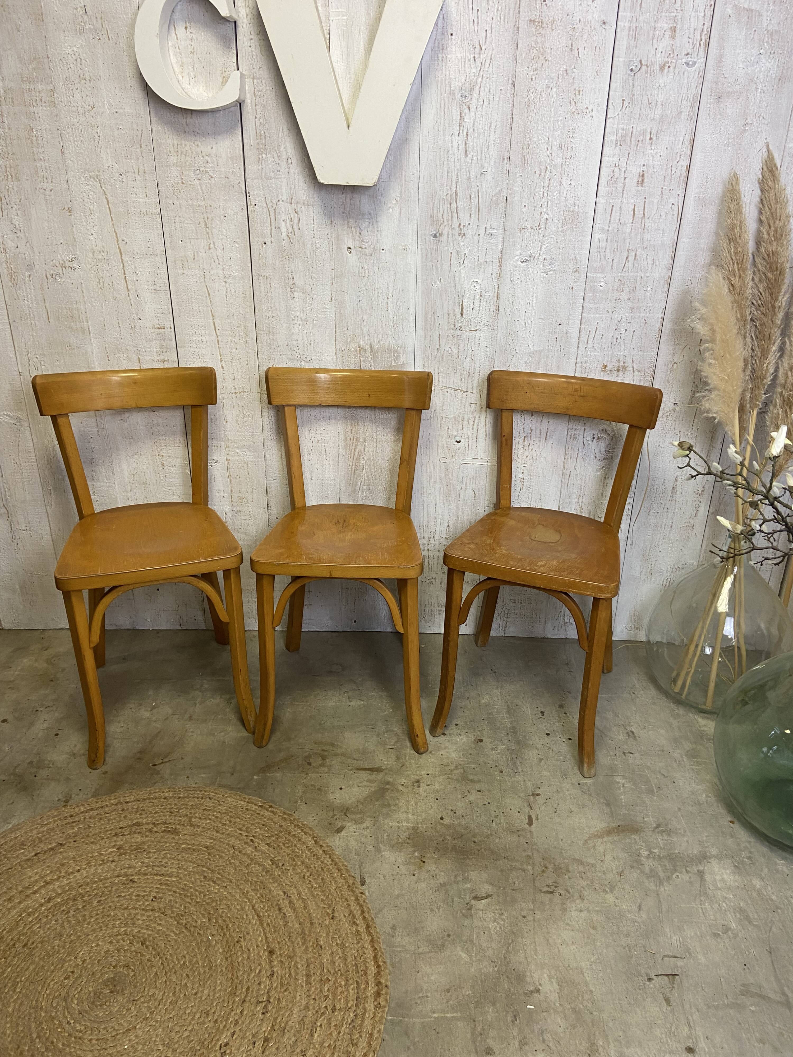 Série de 3 chaises bistrot Baumann