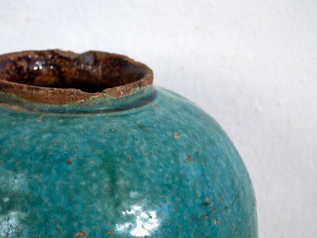 Antique turquoise enamelled vase (c.1820) #30