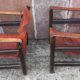 Pair of safari-style armchairs, 1930s