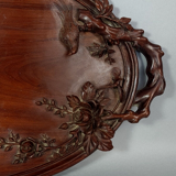 Old wooden tray carved with birds, butterflies and flowers China around 1900. SB