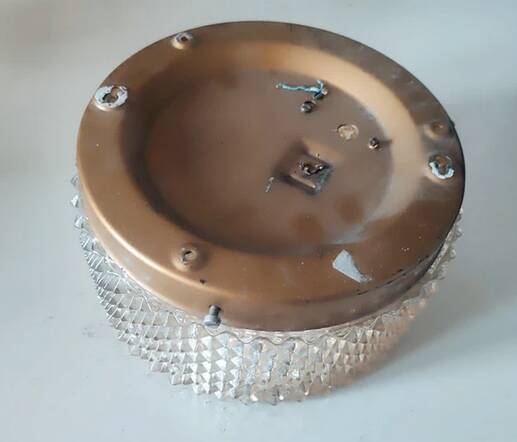 Round ceiling light in the shape of a sun, 1950s glass, vintage.