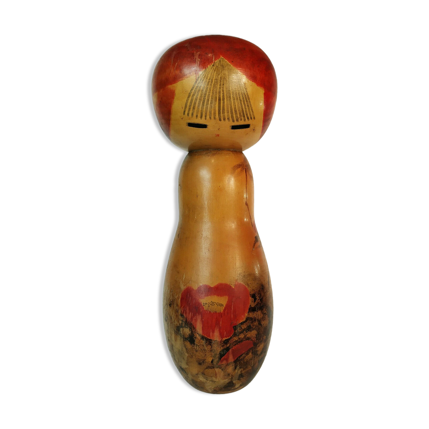 Grande Kokeshi - Winter camelia - master Watanabee Masao - 1917-2007