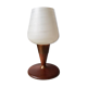 Vintage teak table lamp with 60s white glass lampshade
