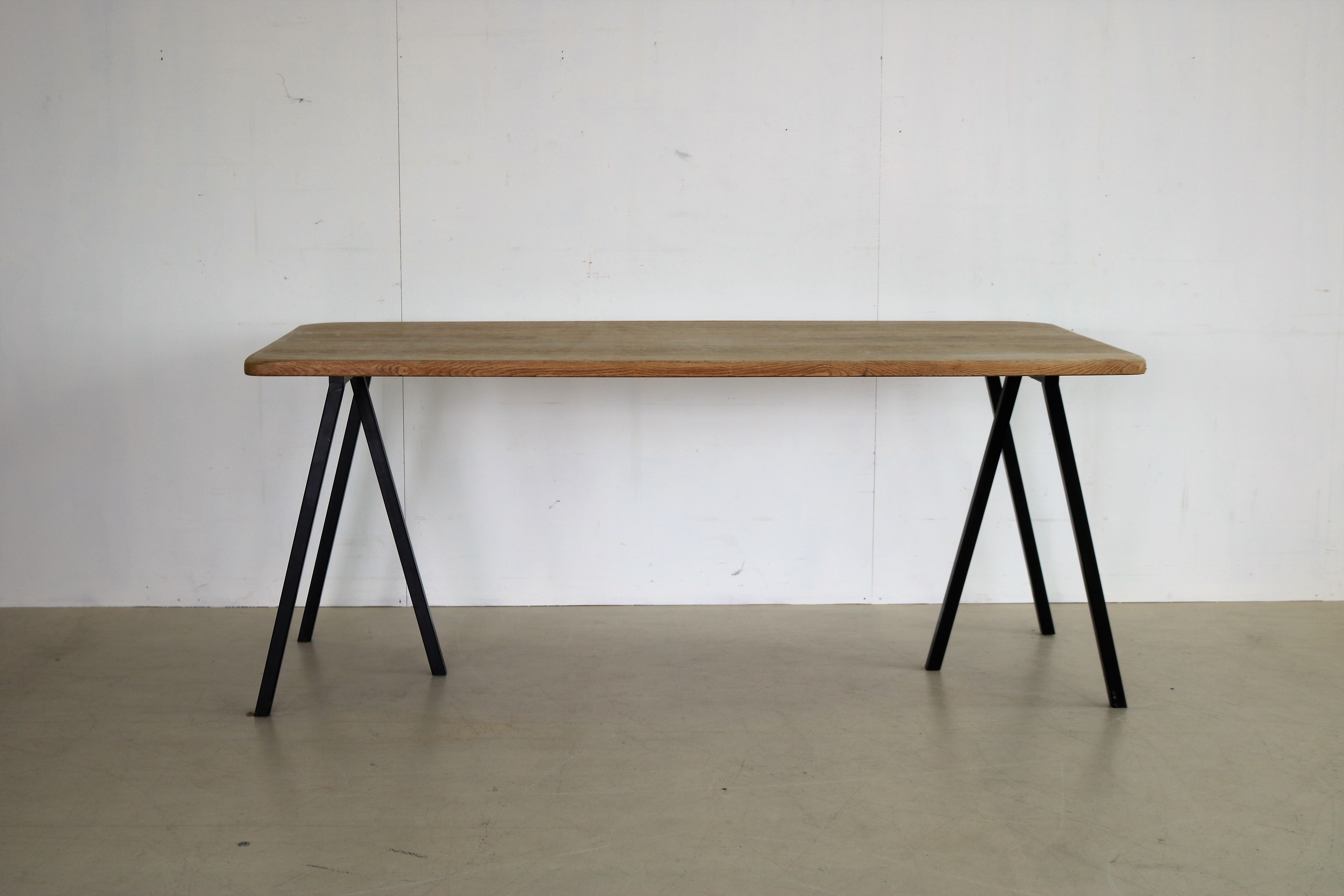 Vintage industrial oak dining table