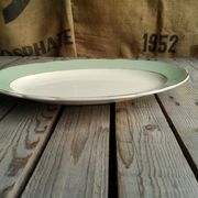 Oval Ceramics Plate Villeroy Boch Green Edge Mint and Gold
