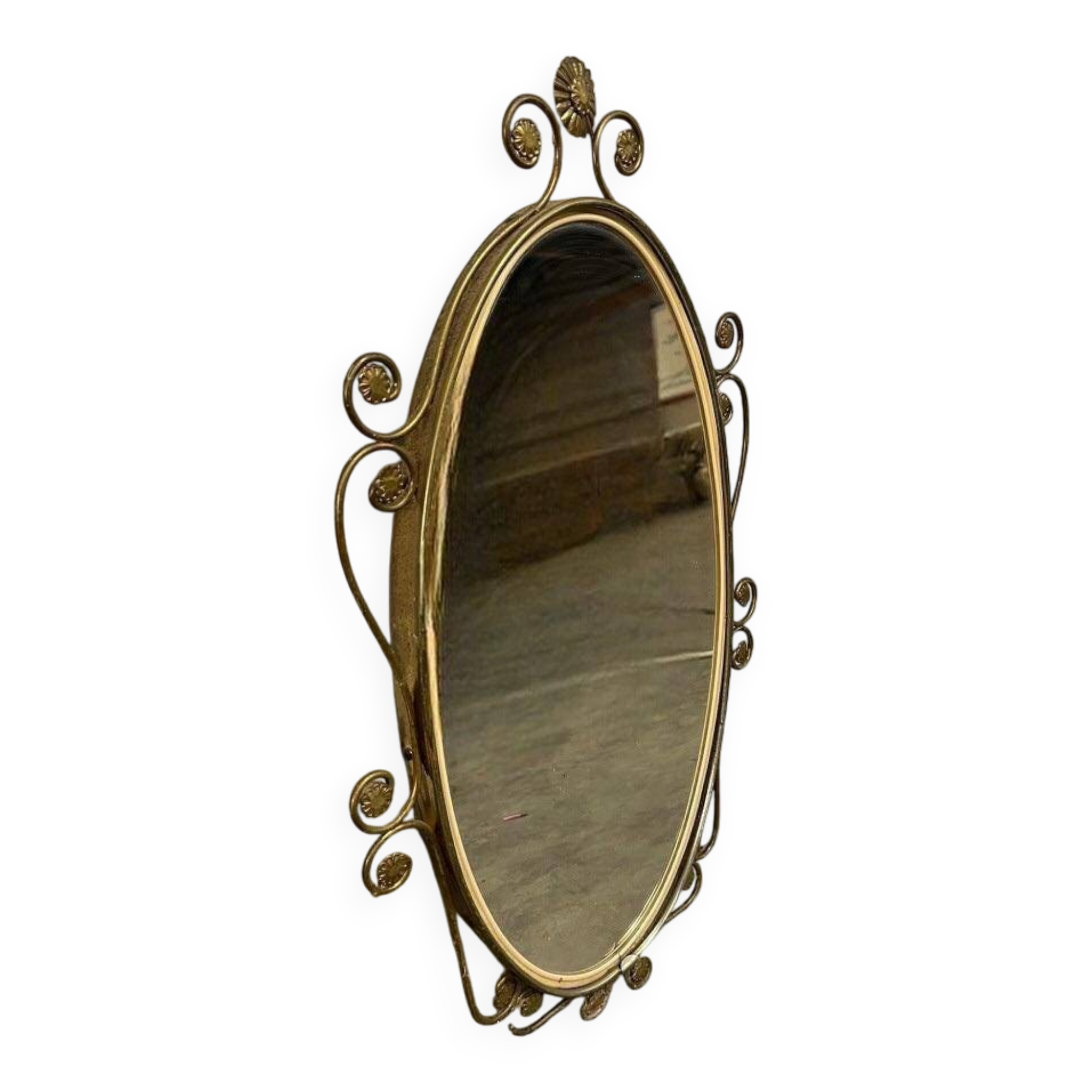 Vintage gold oval wall mirror