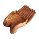 Empty pocket, hands joined in carved wood, 70s