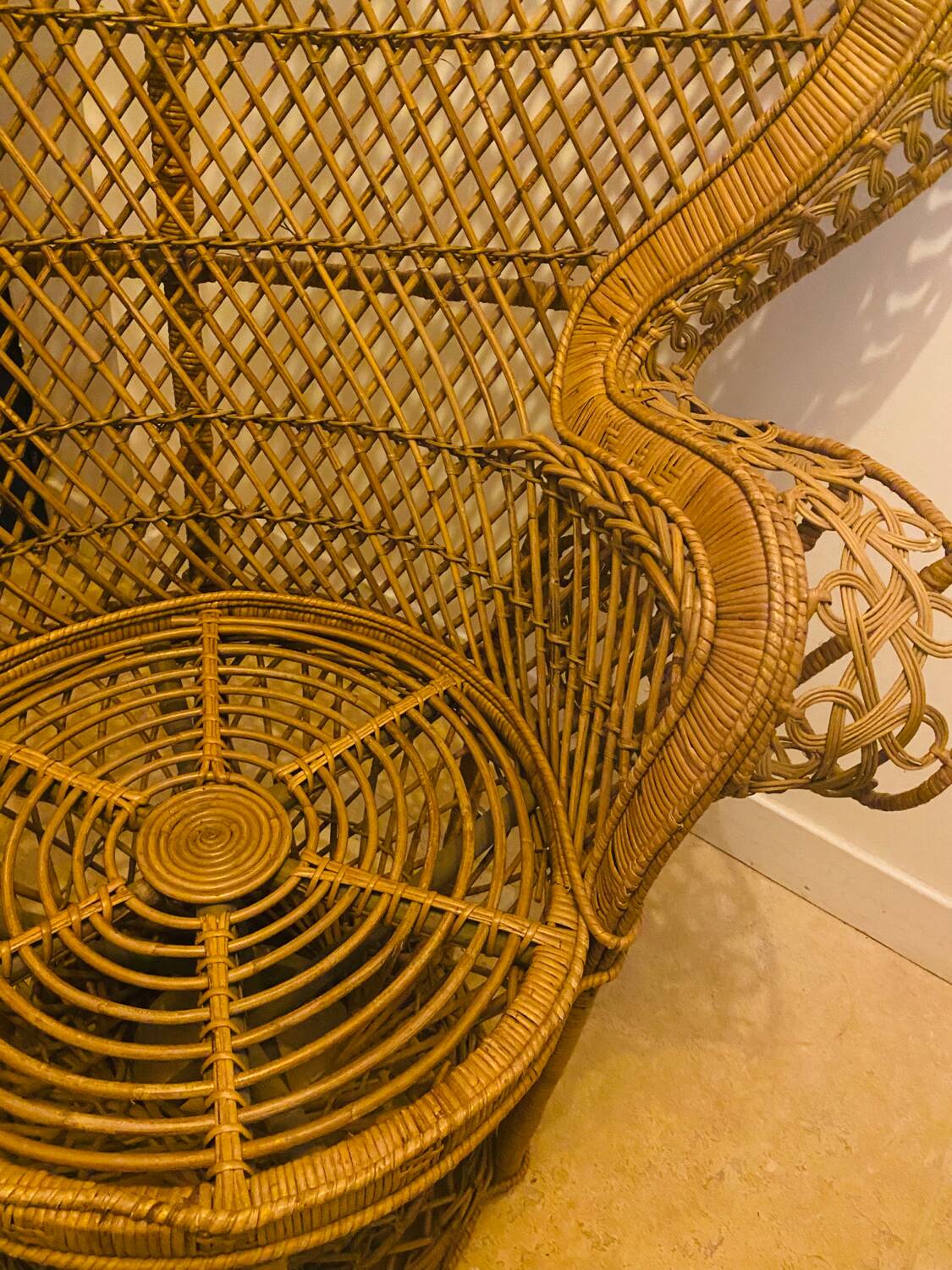 Emmanuel armchair in woven bamboo rattan