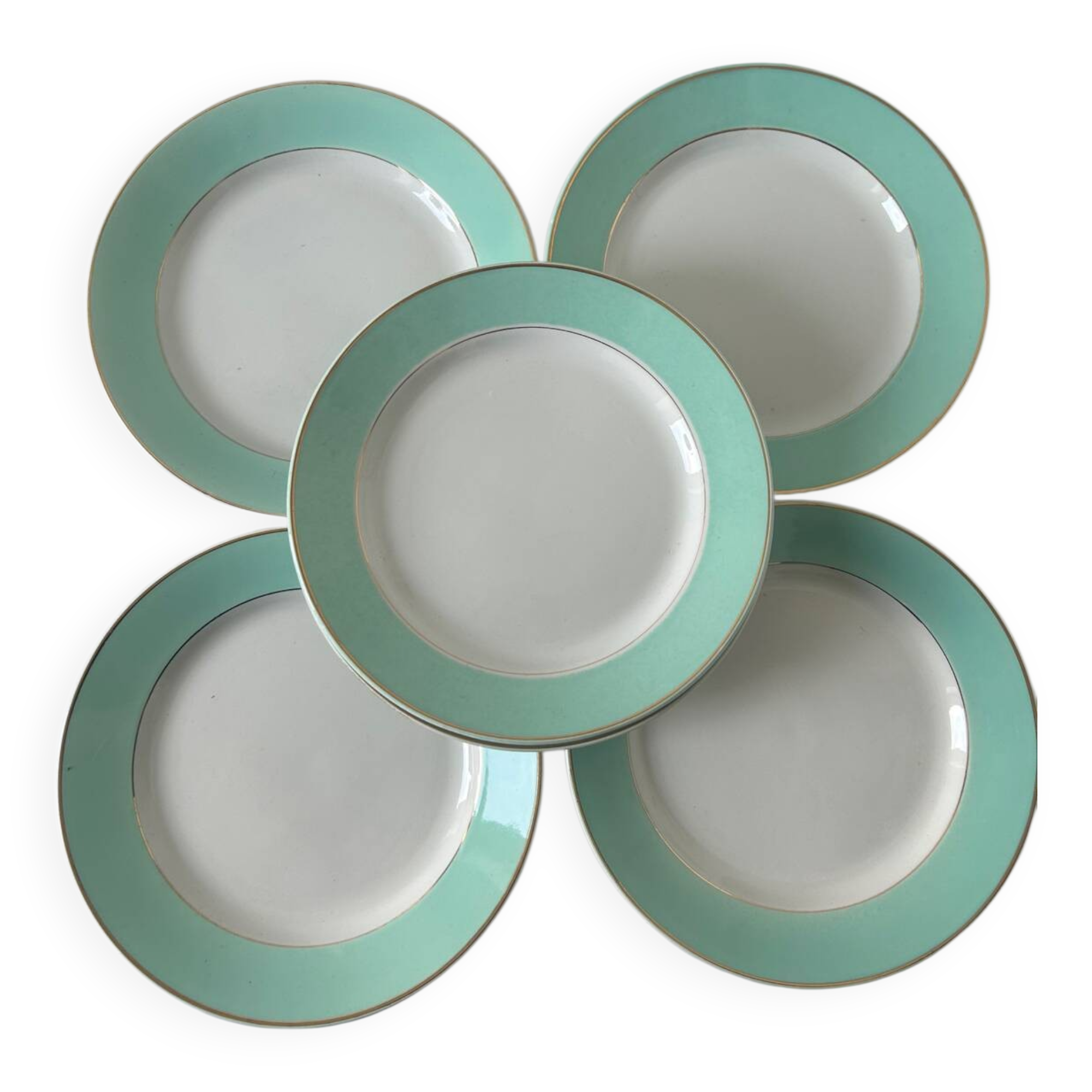 Lot de 6 assiettes plates vintage de marque luneville