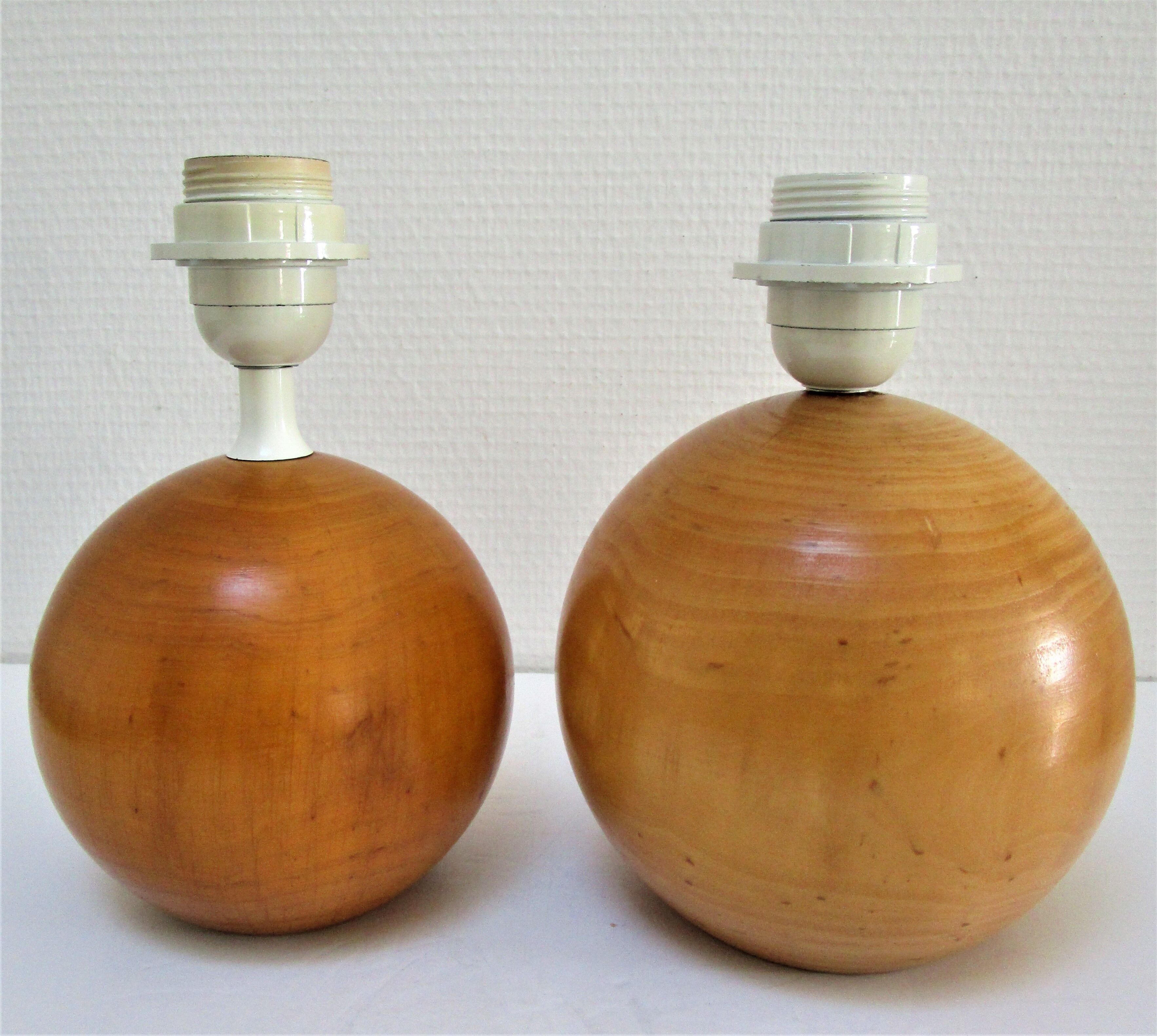 Two lamps balls solid wood By IMT italy vintage