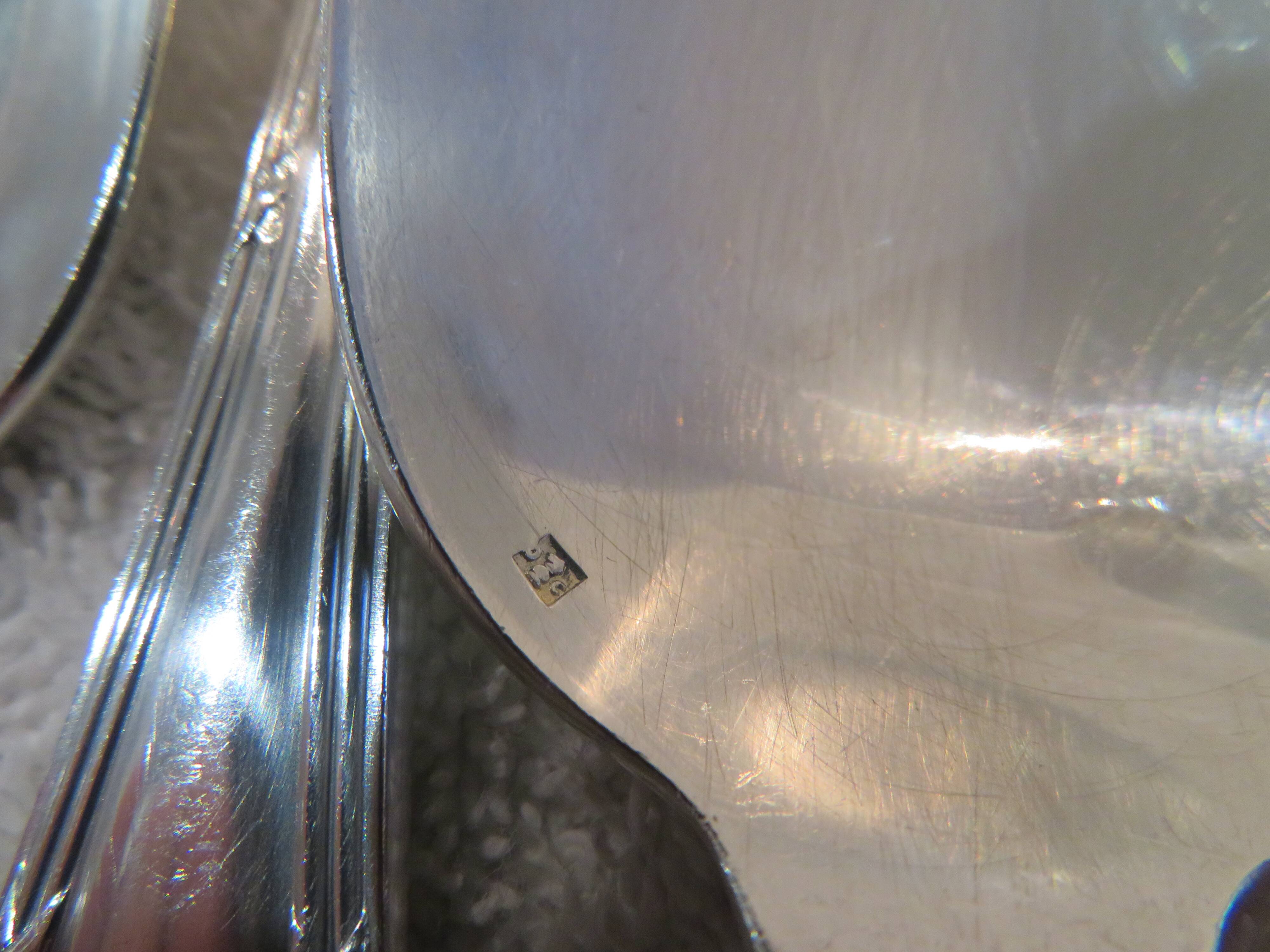 12 silver plated soup spoons by Christofle with Louis XVI ribbons