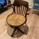 Swivel office chair wood cannage oak beech vintage old