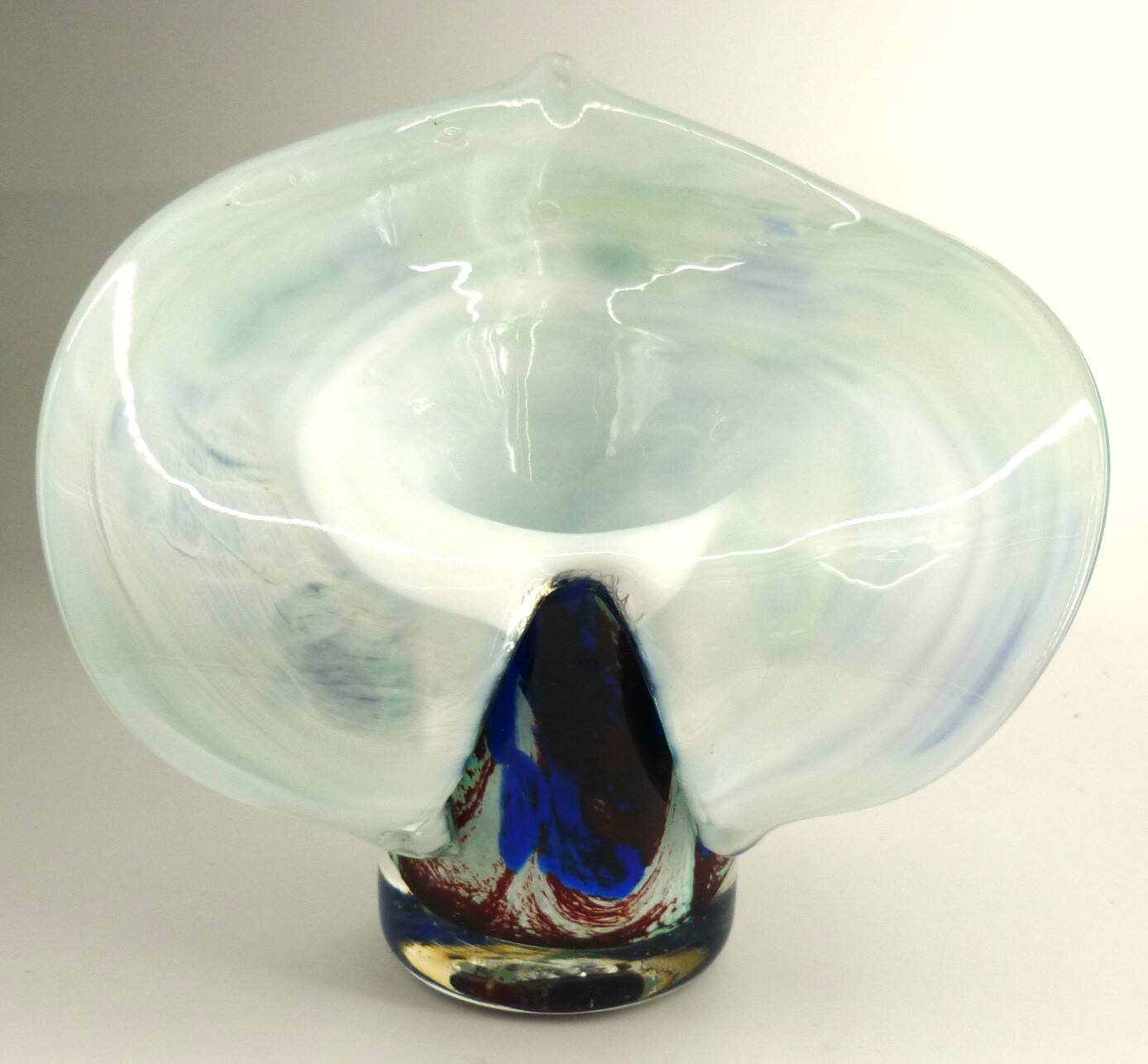 Vase, blown glass, inclusions, large neck, signed Jean Michel Gauthier 2005