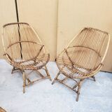 Series of rattan armchairs from the 70s