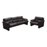Leather living room set, Italian design, 1960s, manufacturer: B&B Italia