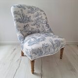 Blue toile de Jouy toad armchair