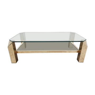 Table basse dorée vintage, 1970