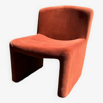 Arfa brick red velvet armchair