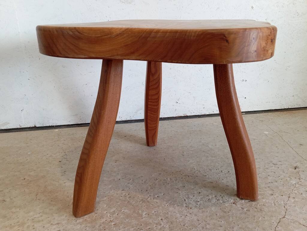 Freeform elm burl tripod coffee table