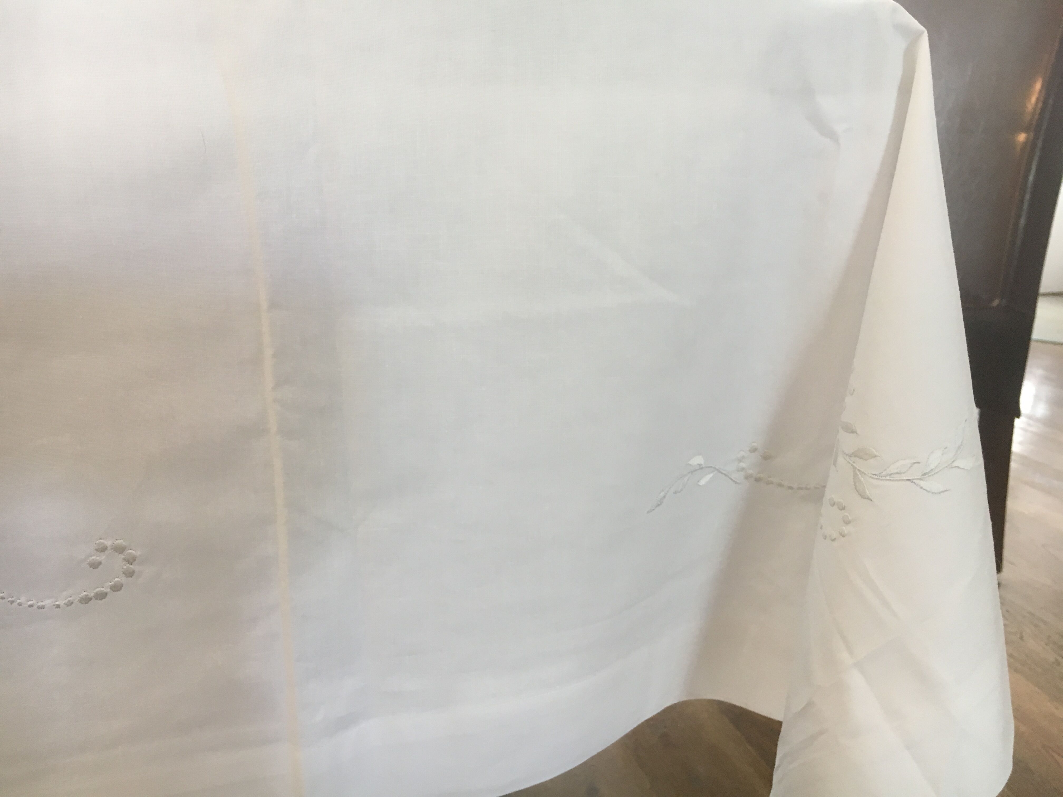 Linen white tablecloth and cotton