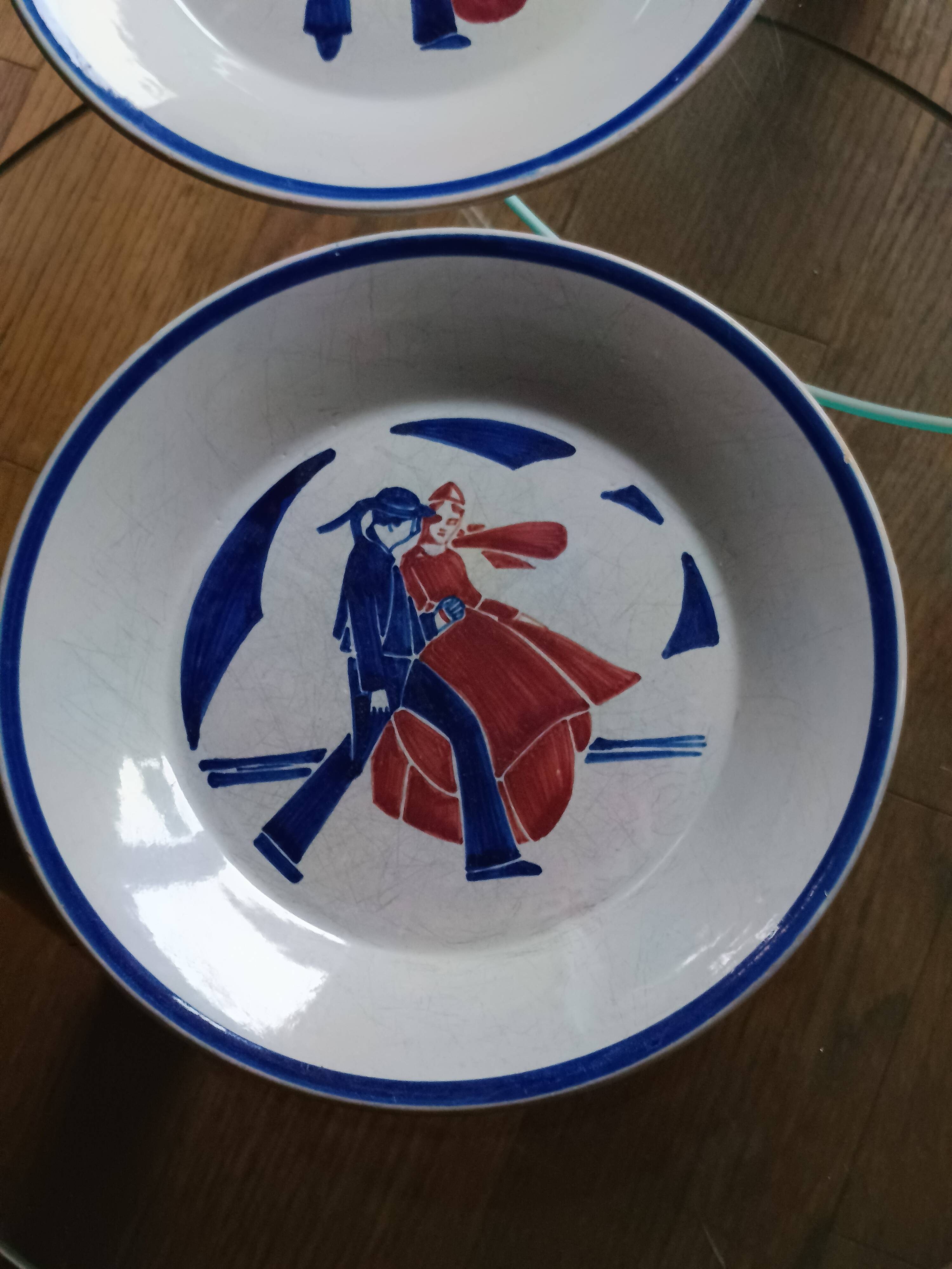 set of 4 Art Deco plates signed Louis Garin HB Quimper