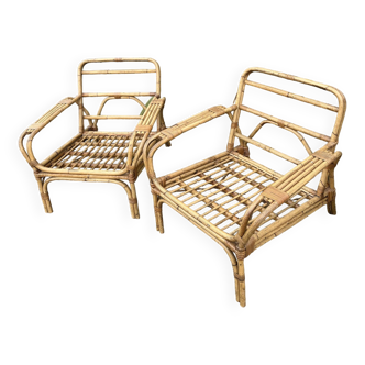 Pair of rattan armchairs