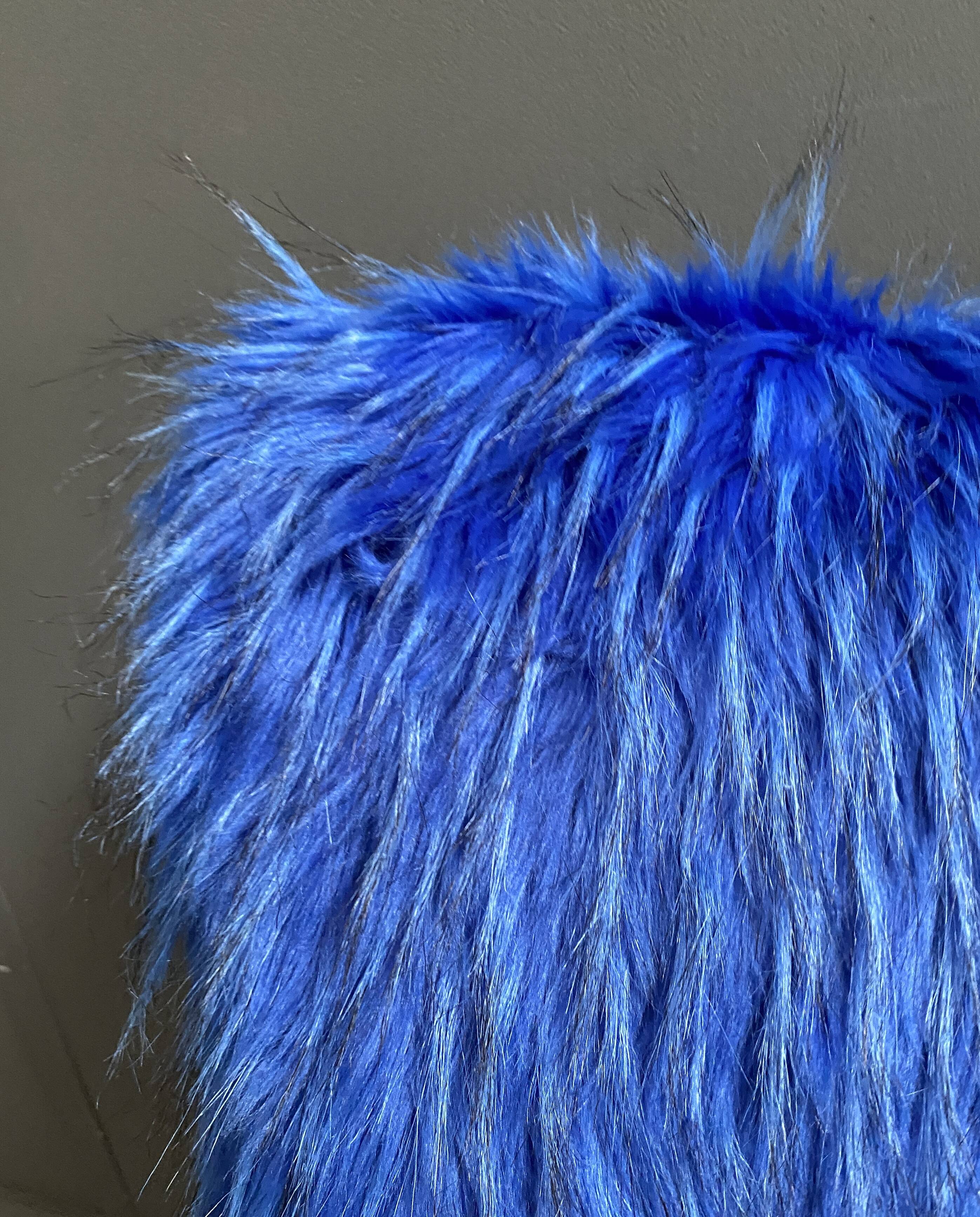 iconic Miroslav Navratil chair blue fluffy fabric for Český Nábytek 1960s