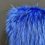 iconic Miroslav Navratil chair blue fluffy fabric for Český Nábytek 1960s