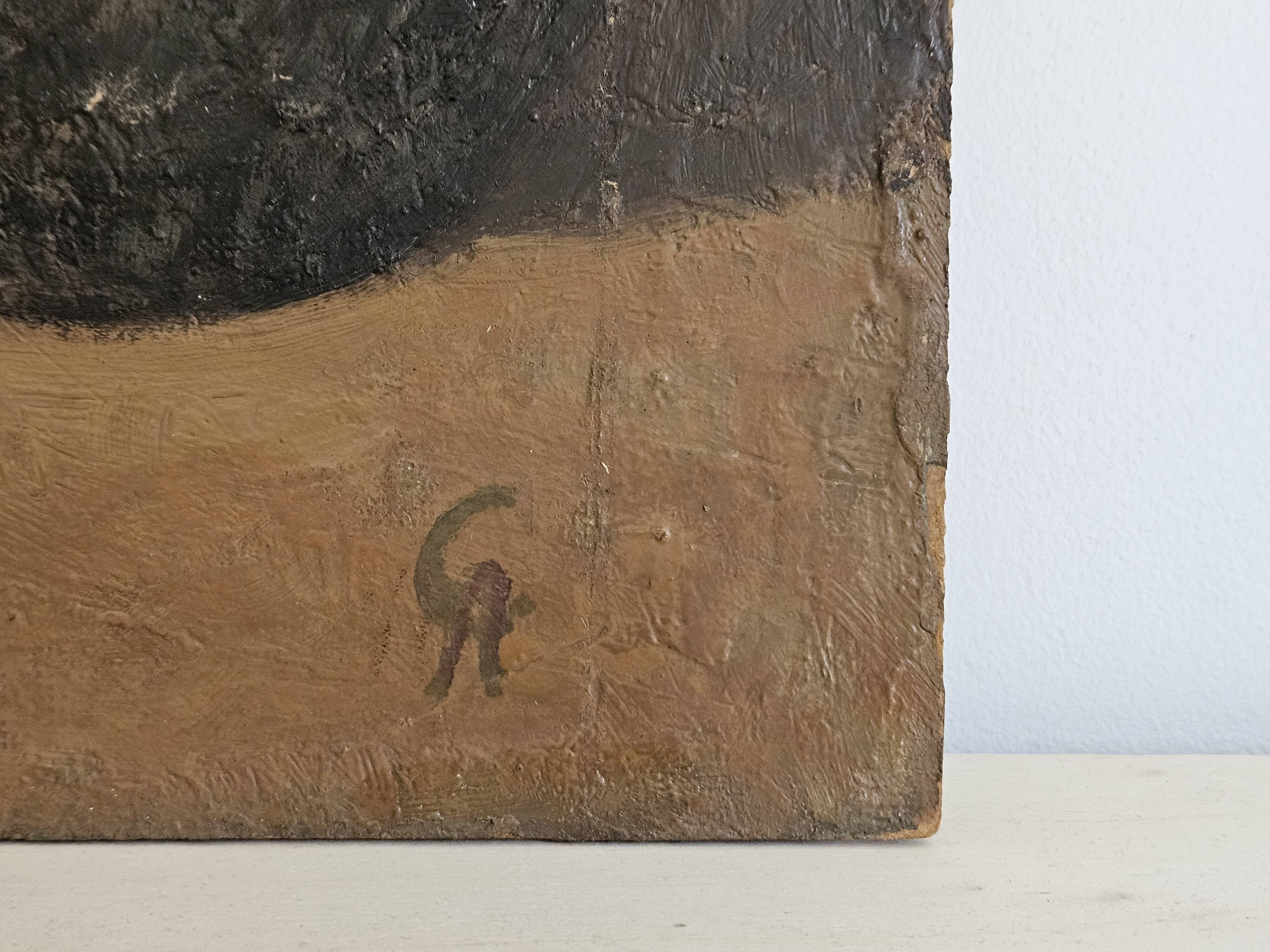 Ancient painting oil on wood "The table"