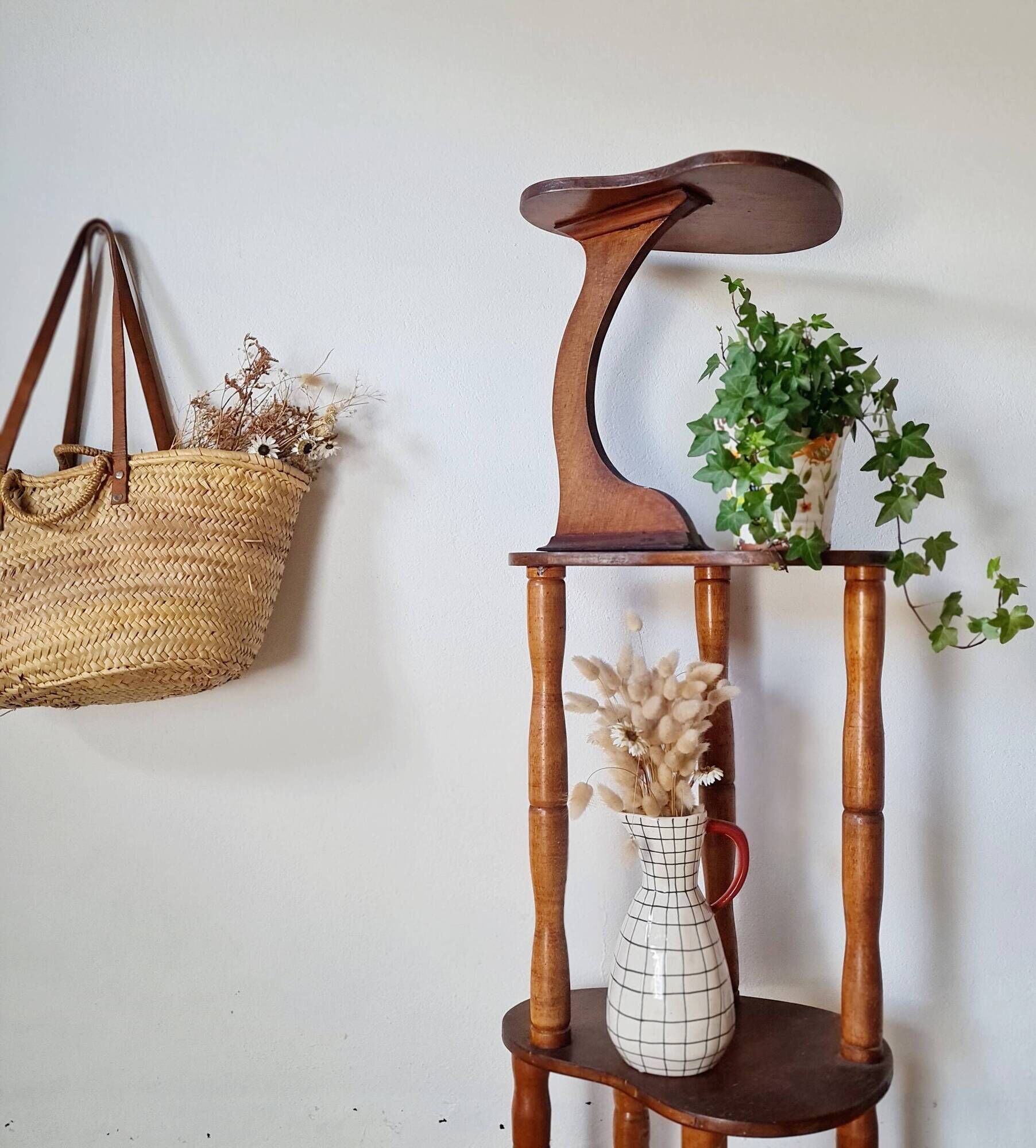 Antique wooden stand - antique wooden plant holder