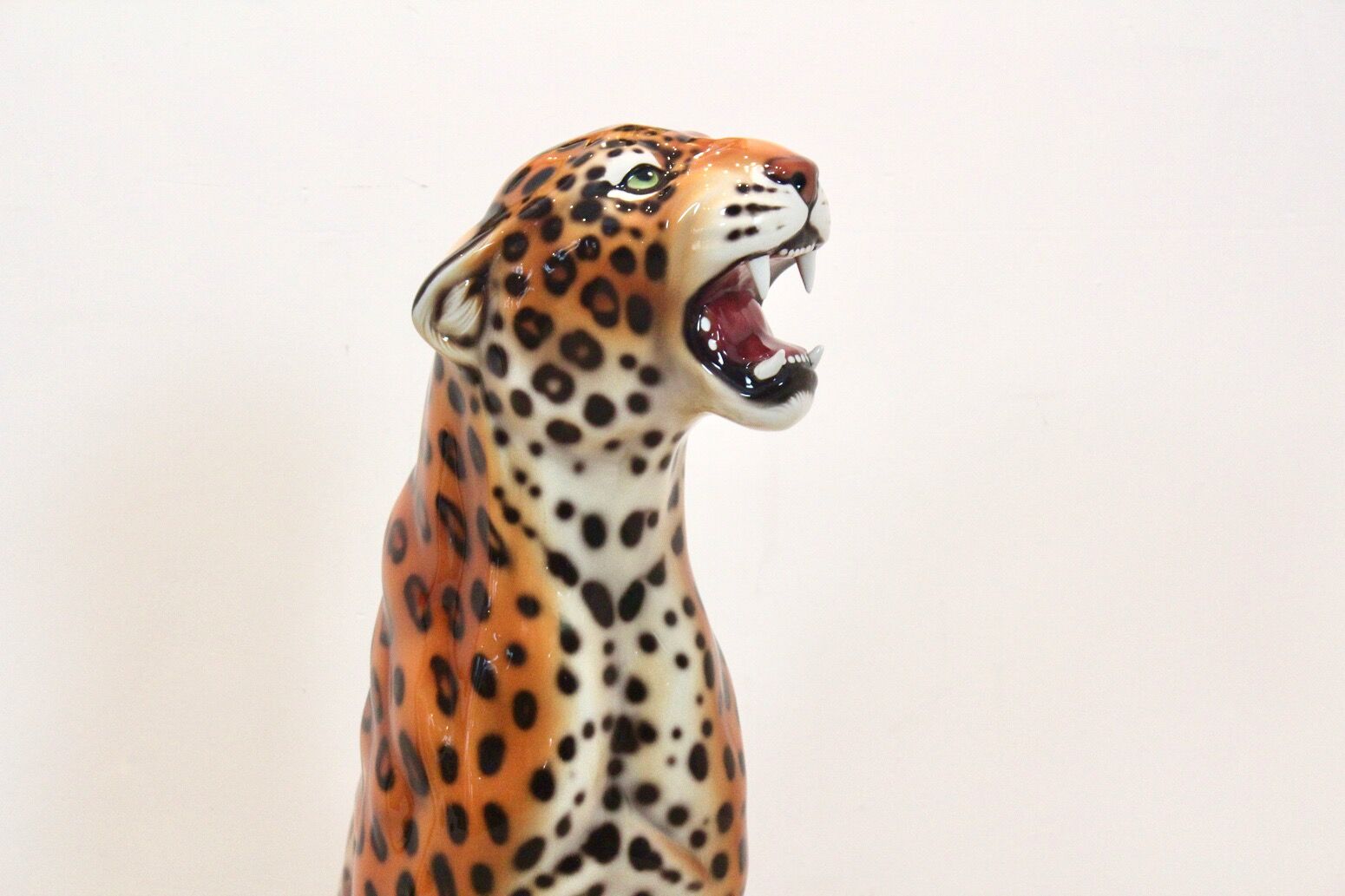 Handmade Italian ceramic leopard sculpture