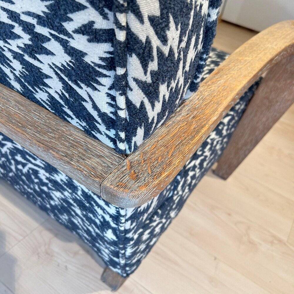 Art Deco Limed Oak Club Chair from De Coene, Belgium, 1930s