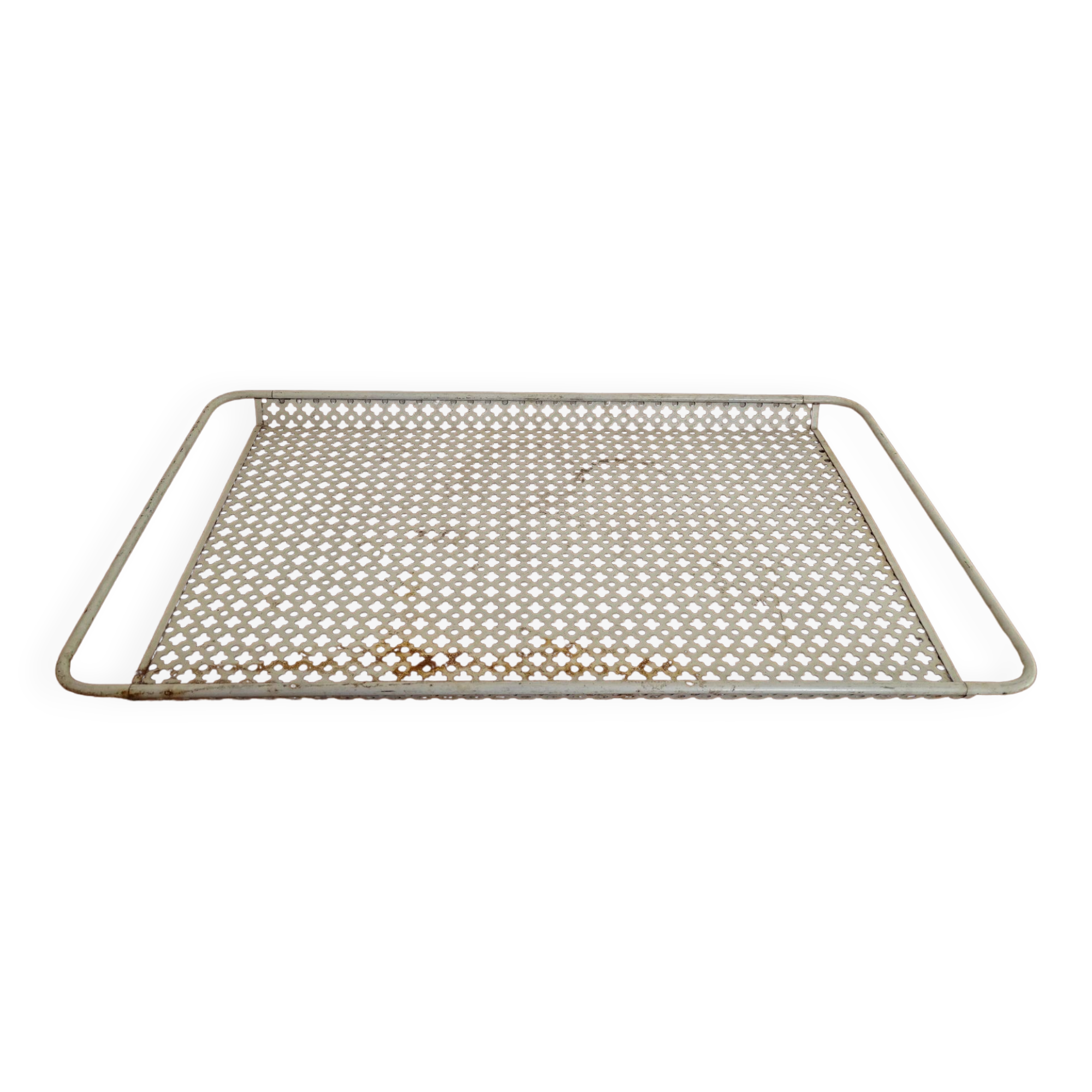 White perforated metal tray Mathieu Mategot design 1950 - To renovate