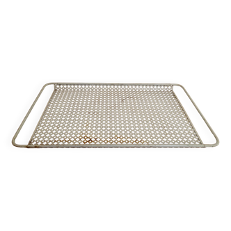 Plateau métal perforé blanc Mathieu Mategot design 1950 - A rénover