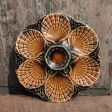 Vintage French majolica oyster plate from Sarreguemines