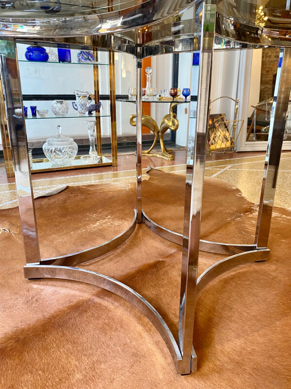 Table ronde en verre 1970