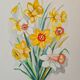 Les Narcisses petite aquarelle signée