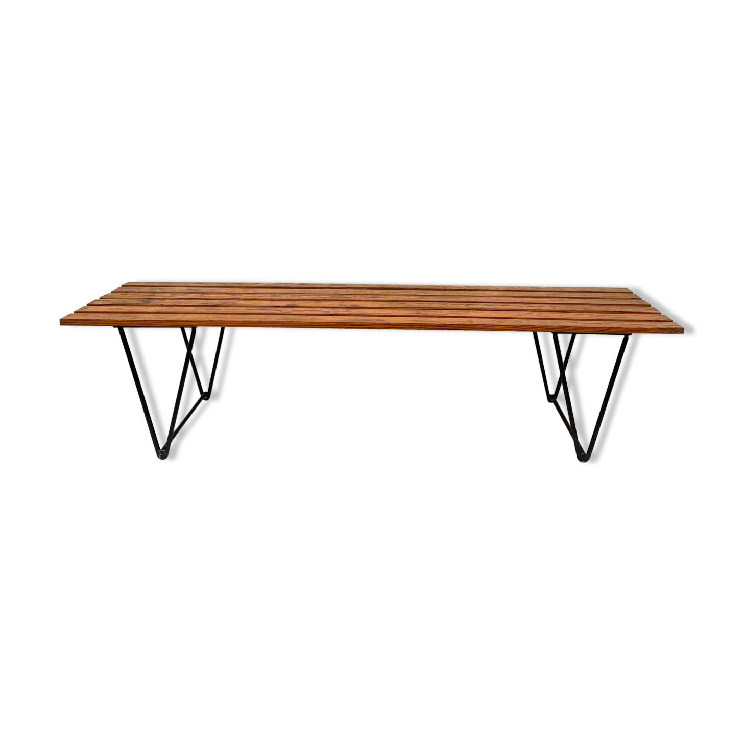 Banc design bois et acier vintage