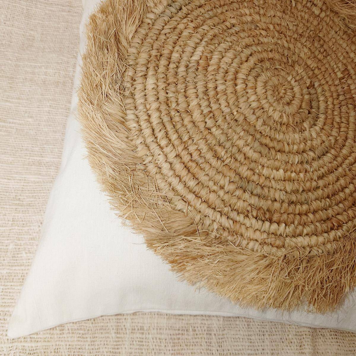 Bora cushion cover, cotton, raffia 50x50 cm
