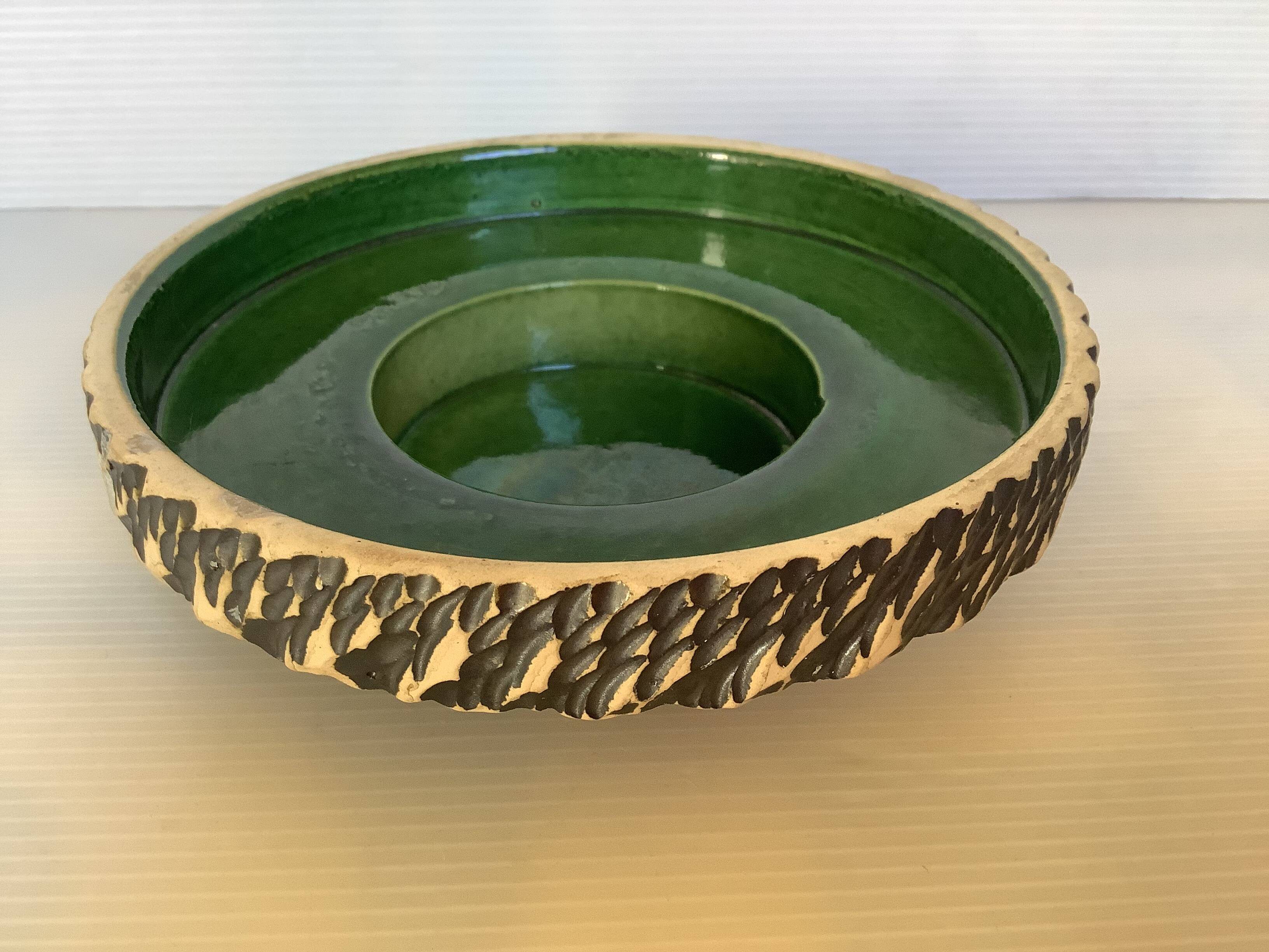 Green ceramic candle holder
