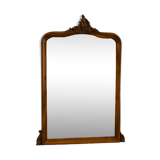 Mirror of fireplace rockery in wood pediment carved old vintage walnut 125 x 86 cm