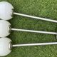Suite de 6 suspensions tube inox et globe verre opalin style Art déco