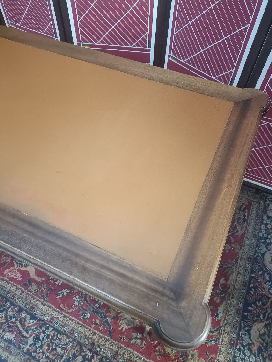 Louis XVI style desk, leather top, 3 drawers and writing tablets