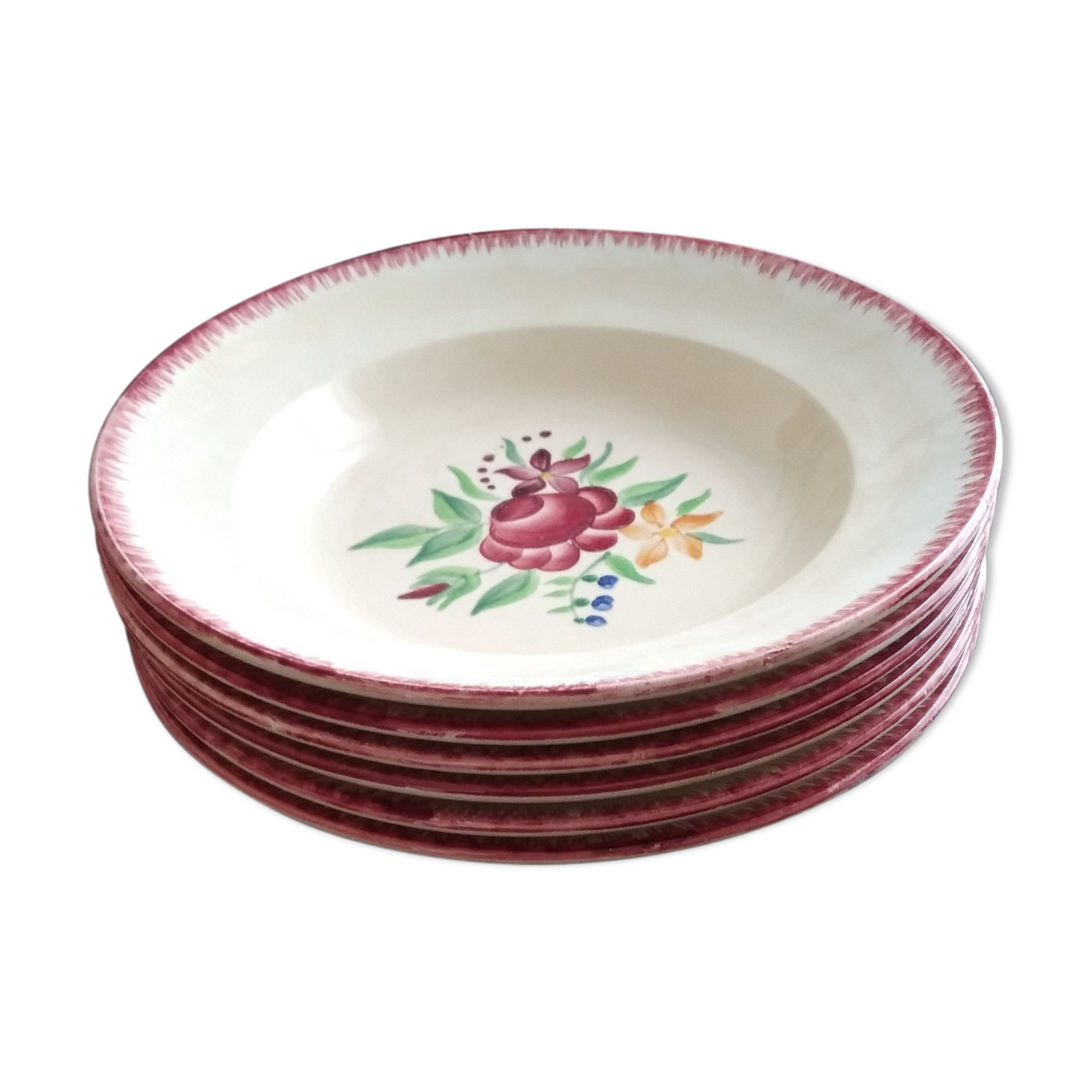 Set de 6 assiettes creuses faïence Longchamp