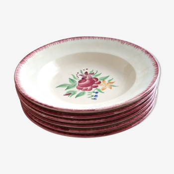 6 hollow plates longchamp earthenware
