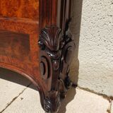 Bed in solid walnut and very old walnut burl
