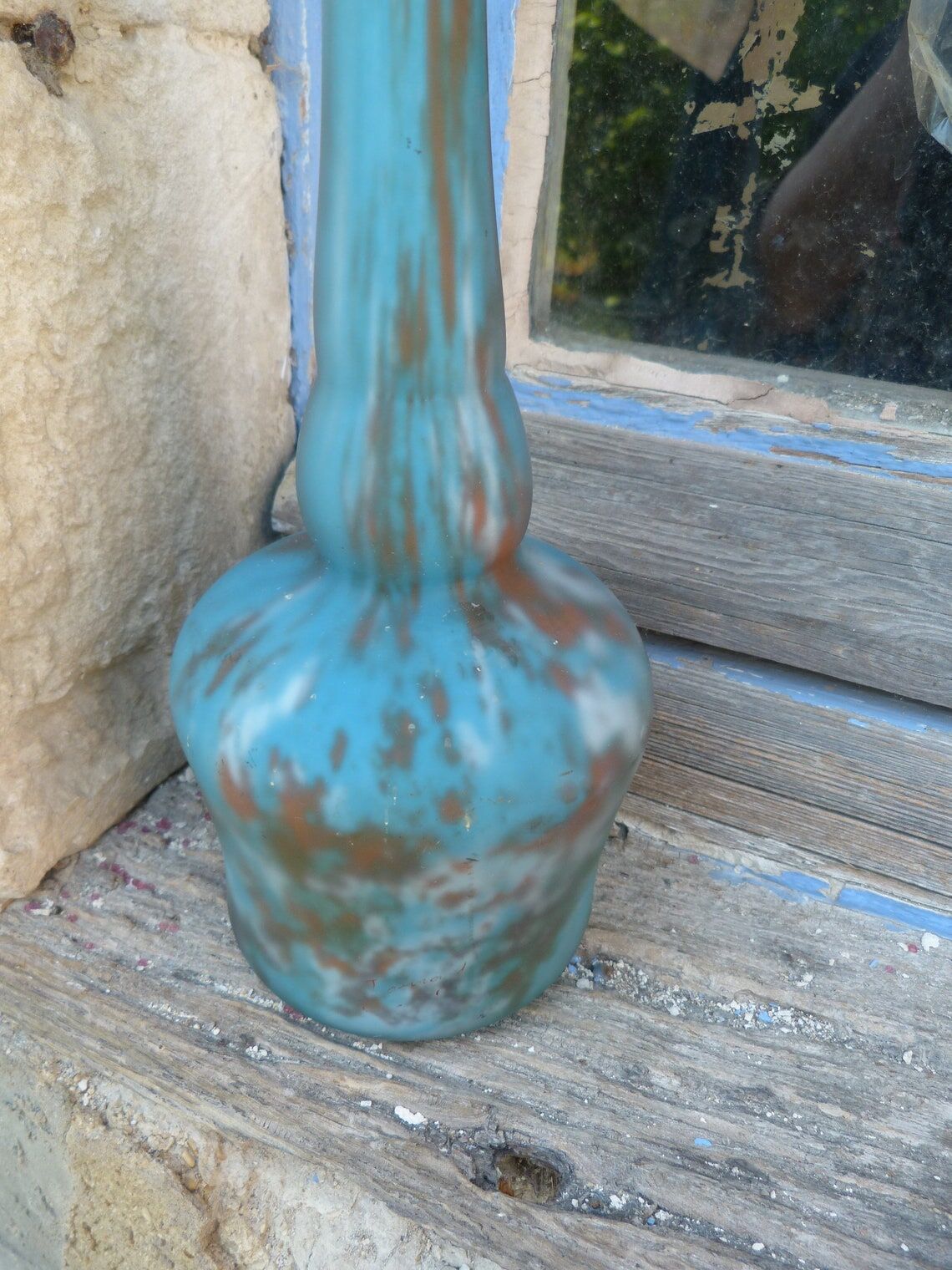 Art Nouveau vase in marbled Soliflore glass paste signed Jouvray