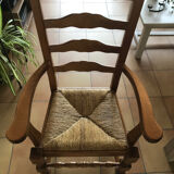 Solid oak armchair fluted seat