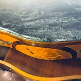 Exquisite Louis XV Style Bombé Commode with Musical Marquetry & Marble